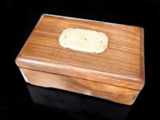 A Chinese hardwood and mutton jade inset rectangular lidded trinket box, Qing Dynasty,