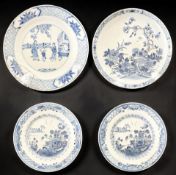 A Chinese blue and white porcelain charger decorated with ladies and children in a garden,