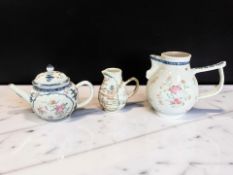 A Chinese famille rose porcelain sparrow beak jug, Qianlong, 18th century, height 11 cm,