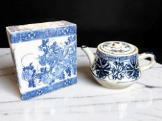 A Chinese blue and white porcelain opium brick, height 14 cm,
