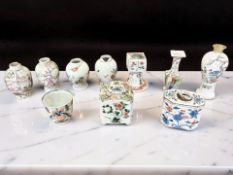 A group of 18th / 19th century Chinese porcelain wares including an Imari caddy,