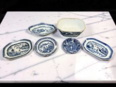 Two Chinese blue and white porcelain octagonal meat dishes, Qianlong, 18th century, width 29 cm,