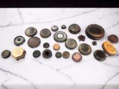 Twenty five Chinese carved hardwood stands for vases and figures, largest diameter 29 cm.