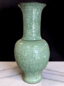 A large Chinese longquan celadon vase, in the Yuan Dynasty style,