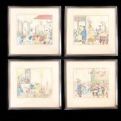 Chinese School : A set of four colour prints entitled 'The New Year Altar Ready for the Essential