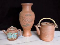 A Chinese Yixing earthenware baluster vase,