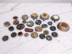 Twenty seven Chinese carved hardwood stands for vases and figures, largest diameter 29 cm.