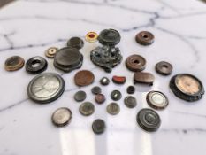 Twenty nine Chinese carved hardwood stands for vases and figures, largest diameter 29 cm.