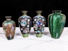 A pair of Japanese cloisonne enamel vases, late 19th / early 20th century, height 18.