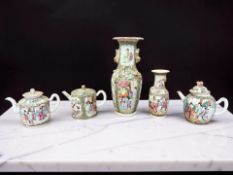 A Canton famille rose porcelain baluster vase, 19th century,