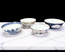 Four various Chinese porcelain fruit bowls, 18th century, largest 26 cm diameter.