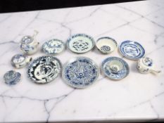 A group of 18th century and later Chinese blue and white porcelain items including various plates