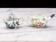 A Chinese porcelain bullet teapot, Qianlong, 18th century, hand painted in polychrome enamels,