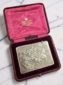 An Edward VII Art Nouveau silver card case, Mappin & Webb Ltd, London 1905, length 9.