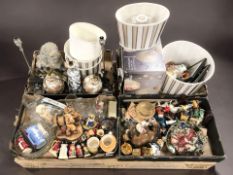 A quantity of ceramics, oriental figures, lamp bases, ornamental foo dog, antique engravings, etc.