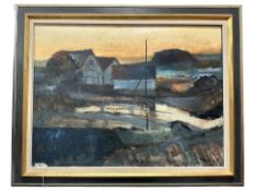 Danish School : Buildings by a Coast, oil on canvas, indistinctly signed, 79 cm x 59 cm.