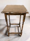 An Edwardian oak barley twist occasional table, width 46 cm.