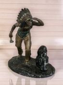 An Austrian cold painted metal figure of a Native American, height 20 cm.