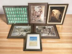 A group of pictures and prints including three prints after William Russell Flint,