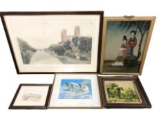 20th Century Chinese School : Two ladies in traditional dress, reverse painting on glass,