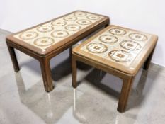 A 20th century G-Plan teak and tile inset rectangular coffee table, length 110 cm,