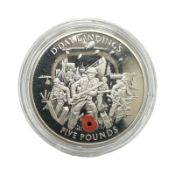 An Elizabeth II D-Day Landings 2004 Gibraltar £5 silver coin, 28.