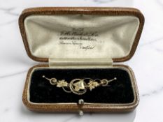 A Victorian diamond-set crescent brooch, stamped 15c, width 5cm CONDITION REPORT: 2.