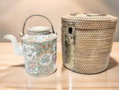 A Chinese Canton famille rose export porcelain teapot, late 19th century,