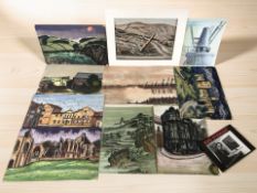 Ken Stewart (Jarrow Artist, 1926 - 1991) : Pastel and watercolour landscapes,