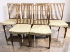 A set of six early 20th century continental beech dining chairs.