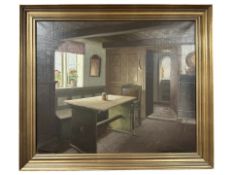 E Schneider : Salon interior, oil on canvas, 64 cm x 53 cm.