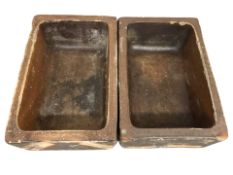 A pair of Victorian salt glazed troughs, length 60 cm.