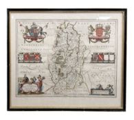 Blaeu (Johannes) : Map of Nottinghamshire, circa 1645, engraved map with hand-colouring,