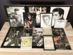 A group of Elvis Presley framed prints, largest 58 cm x 48 cm overall.