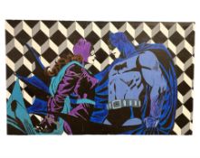 Contemporary School : Batman and Batwoman, oil on canvas, 180 cm x 109 cm.
