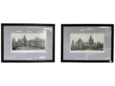European School : Two monochrome etchings of Prague, indistinctly signed in pencil,