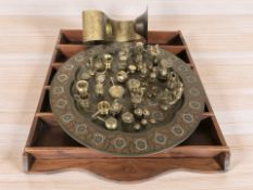 An Indian enameled brass plate, diameter 30 cm,