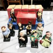 Ten Royal Doulton Dickens figurines, eight with boxes, height 11.5 cm.