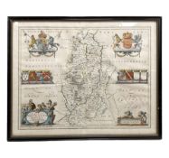 Blaeu (Johannes) : Map of Nottinghamshire, circa 1645, engraved map with hand-colouring,