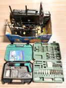 A Mini-Holder miniature steel nail gun, in case, together with a universal gun cleaning kit,