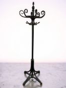 An ebonised bentwood hat and coat stand.