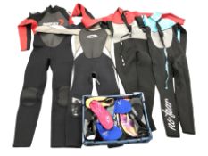 Four wetsuits.