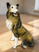 A large 1960's ceramic figure of a collie dog, height 70 cm.