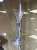 A Georgian wine glass, circa 1750, the trumpet bowl above an air twist stem, height 16cm.