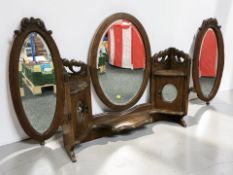 A Victorian oak folding dressing table mirror, height 83 cm.