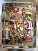 Approximately twenty two gold plated and enameled RAOB medals.