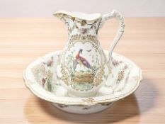 A Boothes pottery wash jug and basin.