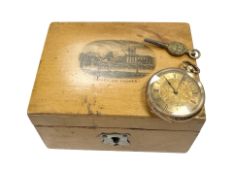 A continental lady's gold fob watch, the inner case back stamped 14K, case 34mm.