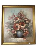 Contemporary School : Still Life of Flowers in a Vase, oil on canvas, 60 cm x 50 cm.