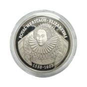 A Royal Heritage Elizabeth I 1996 Falkland Islands £2 silver coin, 28.